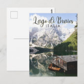 Lago di Braies Italy Travel Art  Briefkaart (Voorkant / Achterkant)