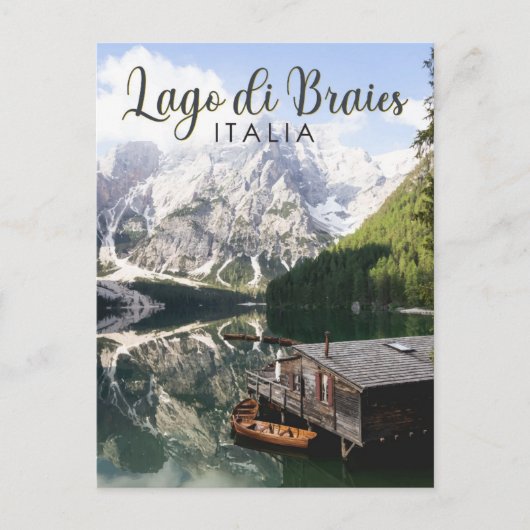 Lago di Braies Italy Travel Art  Briefkaart (Voorkant)