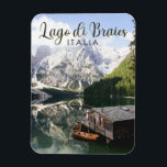 Lago di Braies Italy Travel Art  Magneet<br><div class="desc">Lago di Braies vector art design. Het Braies-meer is een meer in de Prags-Dolomites in Zuid-Tirol,  Italië.</div>