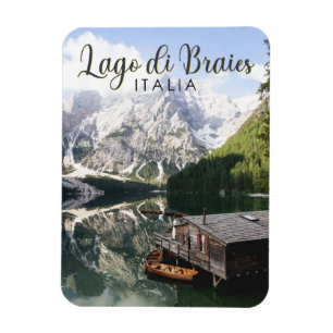 Lago di Braies Italy Travel Art  Magneet