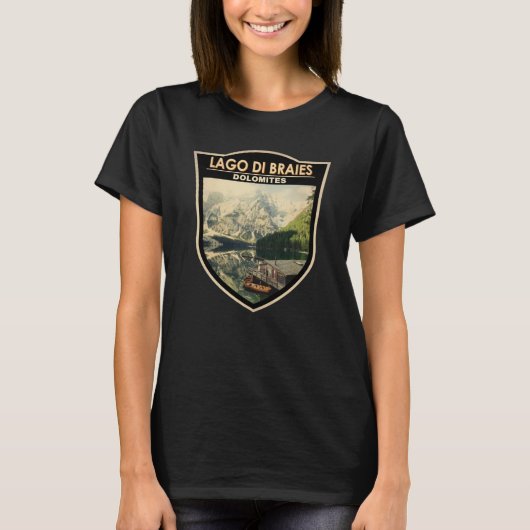 Lago di Braies Italy Travel Art  T-shirt (Voorkant)
