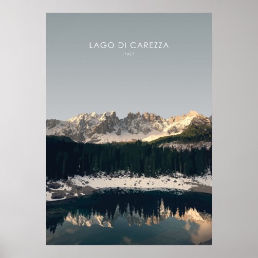 Lago di Carezza , italiaanse reisillustratie Poster (Voorkant)
