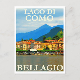 Lago di Como, Bellagio, Italy, Retro Travel Briefkaart