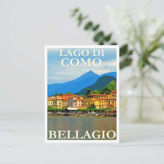 Lago di Como, Bellagio, Italy, Retro Travel Briefkaart (Staand voorkant)