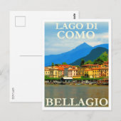 Lago di Como, Bellagio, Italy, Retro Travel Briefkaart (Voorkant / Achterkant)