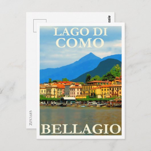 Lago di Como, Bellagio, Italy, Retro Travel Briefkaart (Voorkant / Achterkant)