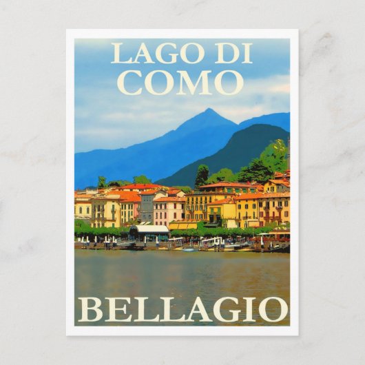 Lago di Como, Bellagio, Italy, Retro Travel Briefkaart (Voorkant)