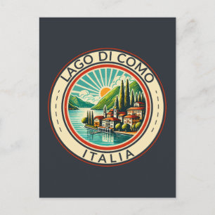 Lago di Como Italia Illustratie Reizen Art Badge Briefkaart