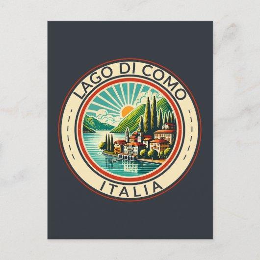 Lago di Como Italia Illustratie Reizen Art Badge Briefkaart (Voorkant)
