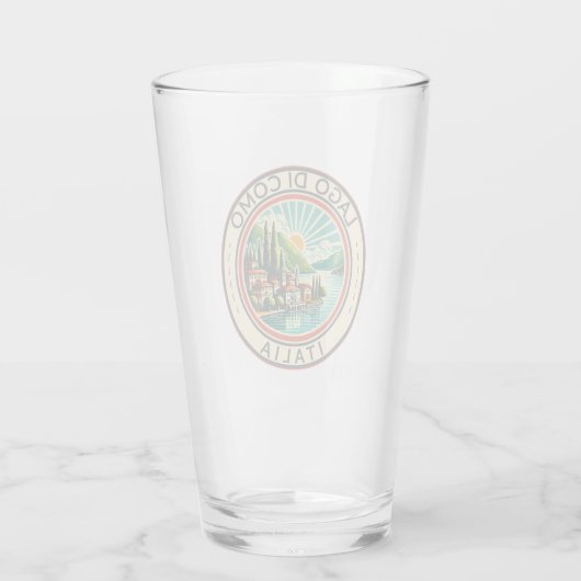 Lago di Como Italia Illustratie Reizen Art Badge Glas (Achterkant)