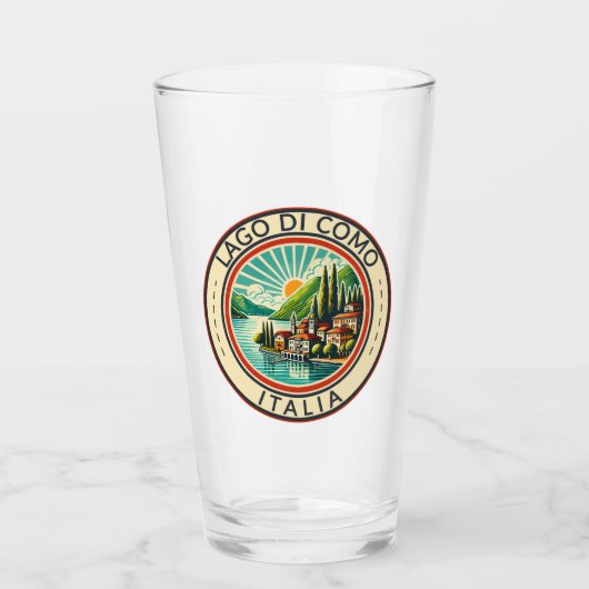 Lago di Como Italia Illustratie Reizen Art Badge Glas (Voorkant)