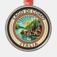 Lago di Como Italia Illustratie Reizen Art Badge