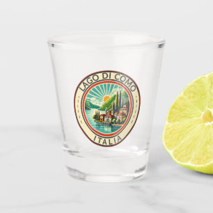 Lago di Como Italia Illustratie Reizen Art Badge Shot Glas