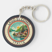 Lago di Como Italia Illustratie Reizen Art Badge Sleutelhanger (Achterkant)