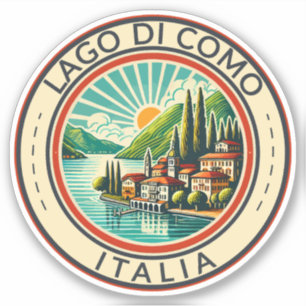 Lago di Como Italia Illustratie Reizen Art Badge Sticker