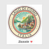 Lago di Como Italia Illustratie Reizen Art Badge Sticker (Vel)