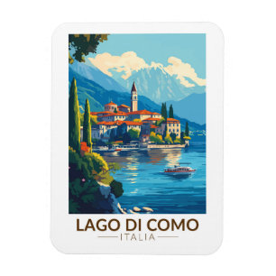 Lago di Como Italia Lombardia Travel Art Vintage Magneet