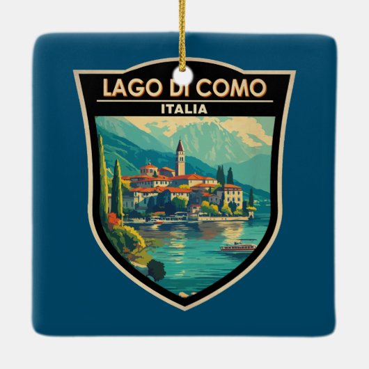 Lago di Como Italia Travel Art Badge Keramisch Ornament (Achterkant)