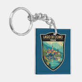 Lago di Como Italia Travel Art Badge Sleutelhanger (Voorkant Links)