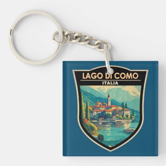 Lago di Como Italia Travel Art Badge Sleutelhanger (Voorkant)