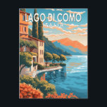 Lago di Como Italia Travel Art  Briefkaart<br><div class="desc">Het vectorkunstontwerp van het meer Como. Het Como-meer in de regio Lombardije in Noord-Italië is een grootschalig gebied dat bekend staat om zijn dramatische landschap,  dat tegen de voet van de Alpen is geplaatst.</div>