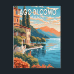Lago di Como Italia Travel Art  Briefkaart<br><div class="desc">Het vectorkunstontwerp van het meer Como. Het Como-meer in de regio Lombardije in Noord-Italië is een grootschalig gebied dat bekend staat om zijn dramatische landschap,  dat tegen de voet van de Alpen is geplaatst.</div>