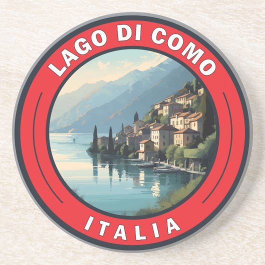 Lago di Como Italy Badge Zandsteen Onderzetter (Voorkant)