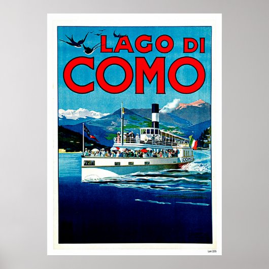 Lago di Como Lake Italy Vintage Travel Poster (Voorkant)
