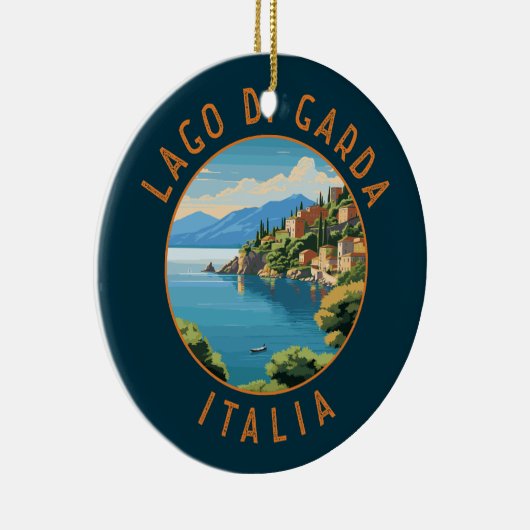 Lago di Garda Italia Retro Distress Circle Keramisch Ornament (Rechts)