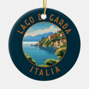 Lago di Garda Italia Retro Distress Circle Keramisch Ornament