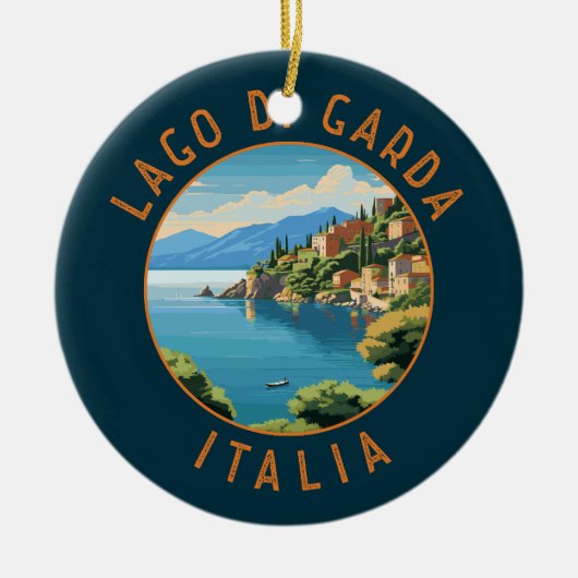 Lago di Garda Italia Retro Distress Circle Keramisch Ornament (Voorkant)