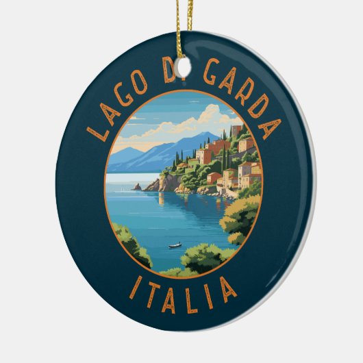 Lago di Garda Italia Retro Distress Circle Keramisch Ornament (Links)