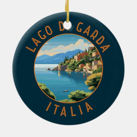 Lago di Garda Italia Retro Distress Circle Keramisch Ornament (Achterkant)