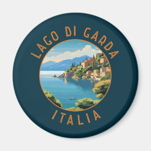 Lago di Garda Italia Retro Distress Circle Magneet