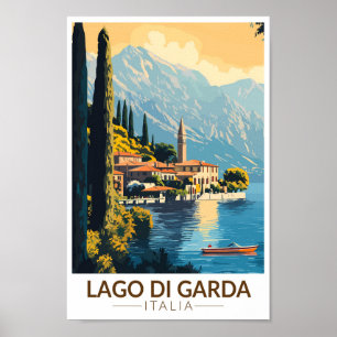 Lago di Garda Italia Travel Art Vintage Poster