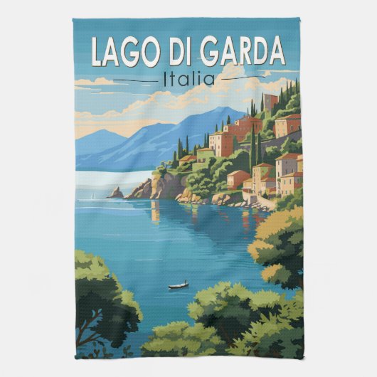 Lago di Garda Italia Travel Art Vintage Theedoek (Verticaal)