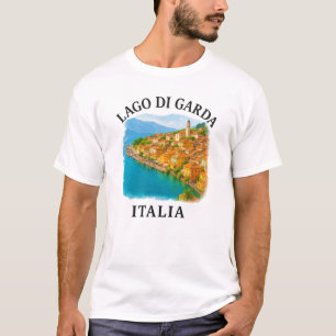 Lago di Garda Italia Waterverf Schilderachtig Uitz T-shirt