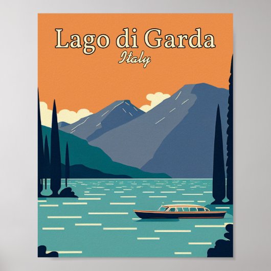 Lago di Garda Italië Minimalistisch  kunstPoster Poster (Voorkant)