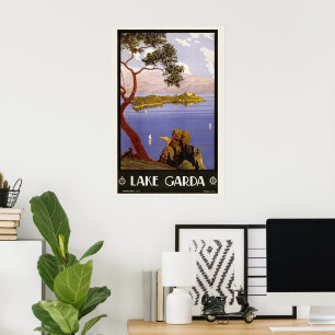 Lago di Garda, Lake Garda, Italië Oude Reis, L Poster
