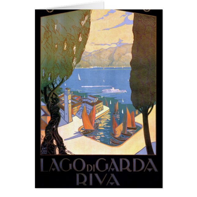 Lago di Garda Lake Garda Vintage Poster teruggezet (Voorkant)