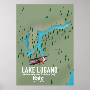 Lago di Lugano Italië - Zwitserland reisposter Poster