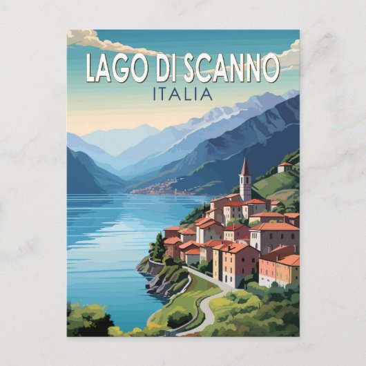 Lago di Scanno Italia Travel Art Vintage Briefkaart (Voorkant)