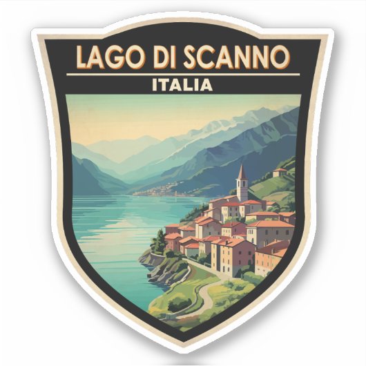 Lago di Scanno Italia Travel Art Vintage Sticker (Voorkant)