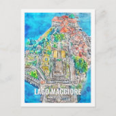 Lago Maggiore Italië Beroemde Reisplaats Waterverf Briefkaart (Voorkant)