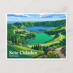 Lagoa das Sete Cidades Uitzichtpunt Portugal Briefkaart