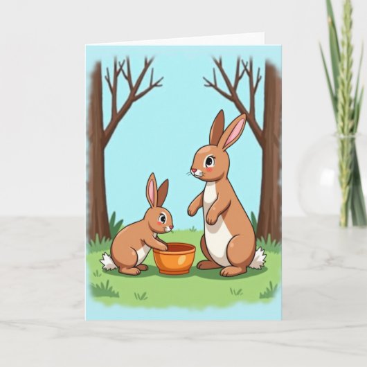 Lagomorph Family Scene Card Kaart (Voorkant)