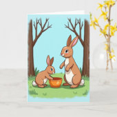 Lagomorph Family Scene Card Kaart (Gele Bloem)