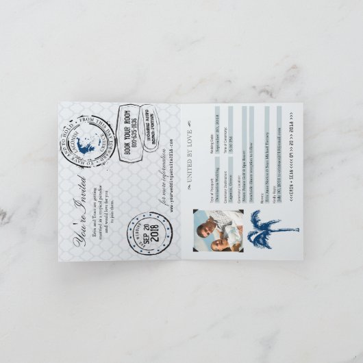 Lagonisi Griekenland Paspoort Huwelijksuitnodiging (Binnen)