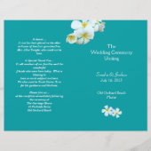 Lagoon Blue Plumeria Beach Wedding Programme (Voorkant)
