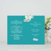 Lagoon Blue Plumeria Beach Wedding Programme (Staand voorkant)